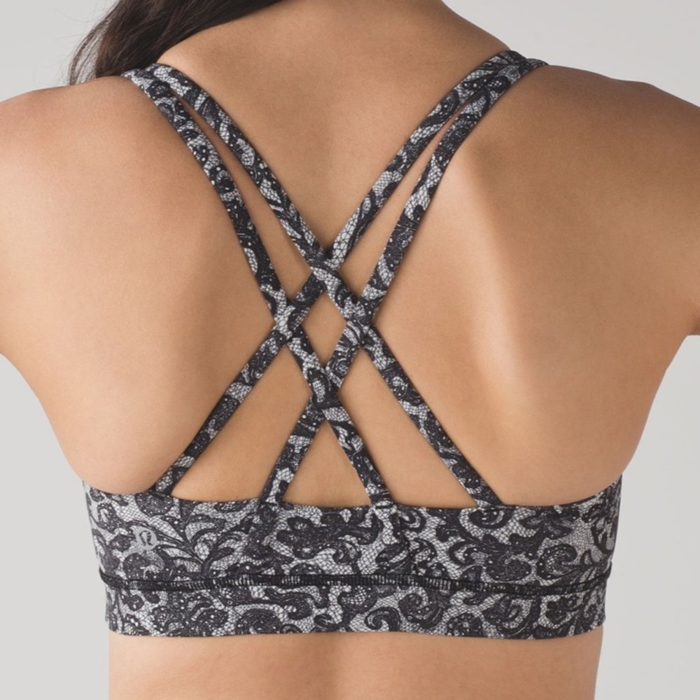 Lululemon Energy Bra in Mini Cinder Lace White Black